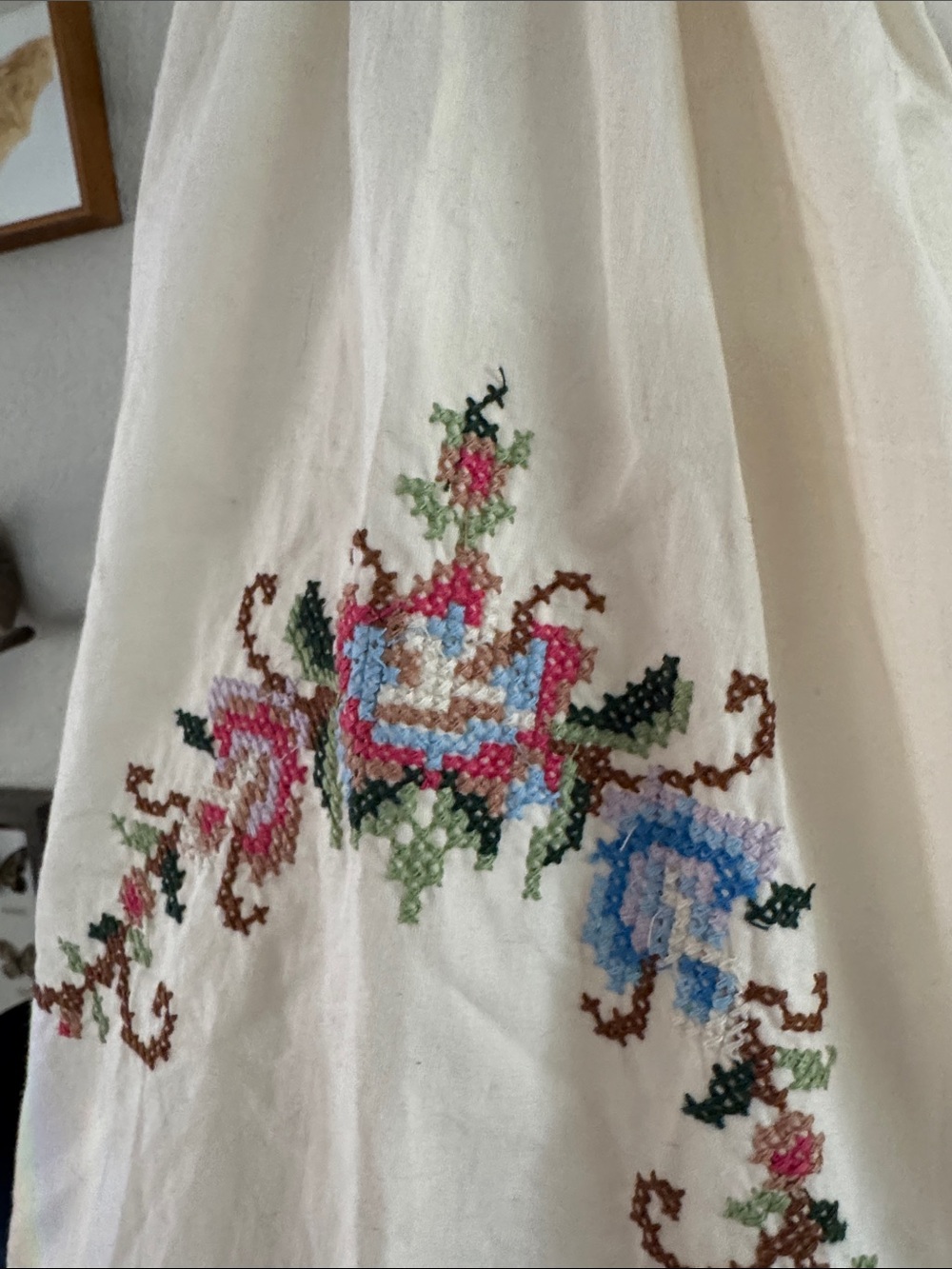 Embroidered Cream Tie-Front Peasant Top - Picture 6 of 6